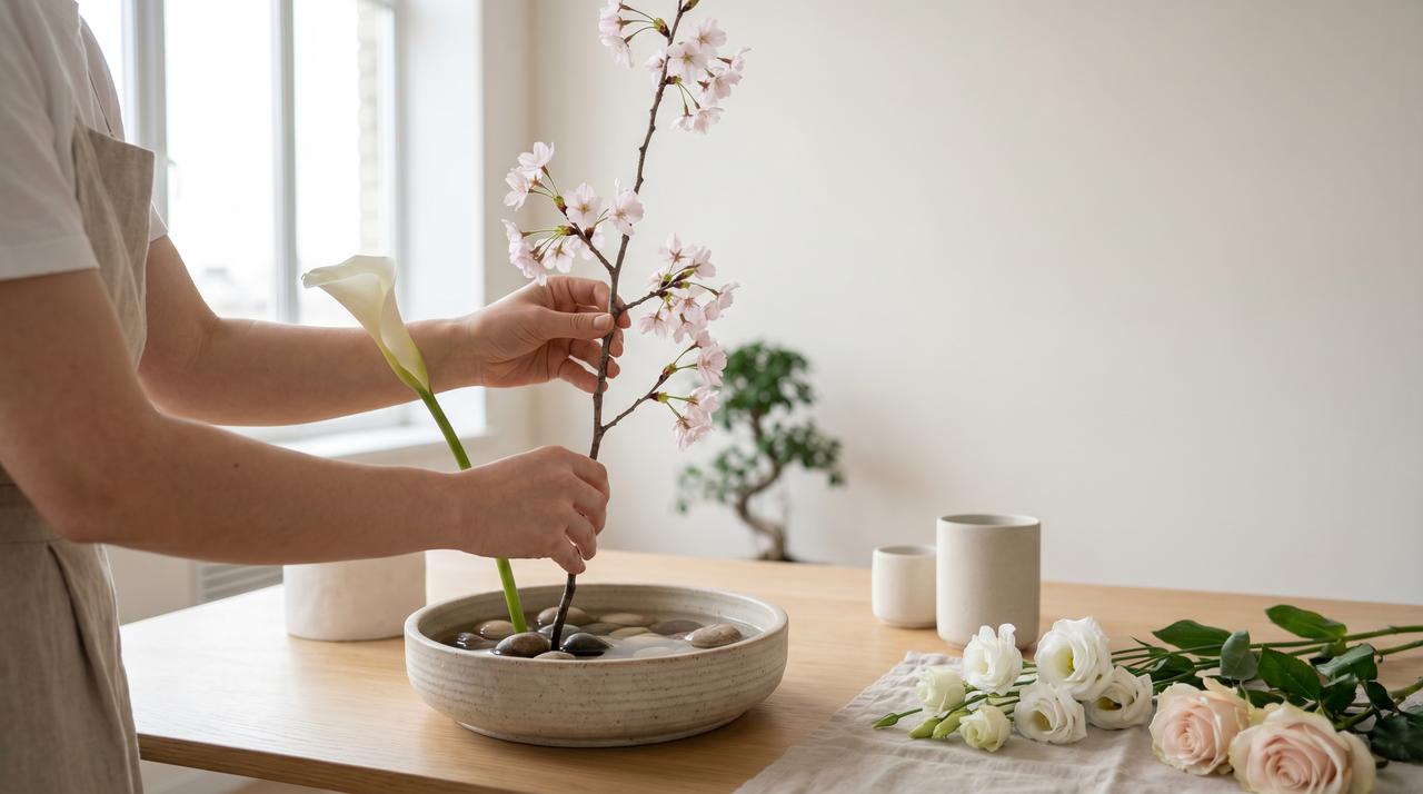 香蕉视频插花艺术视频教程 – 东方花道视频演示，www.dtkhse.cn